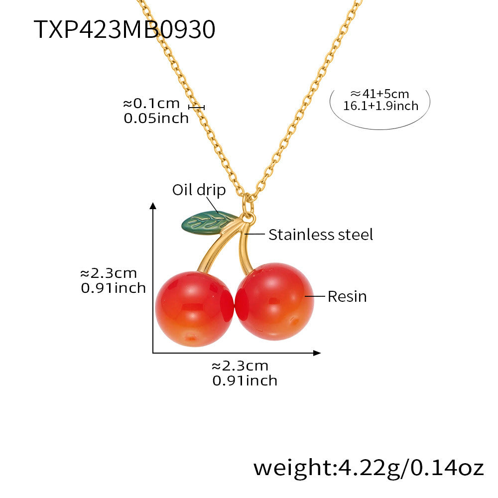 B廠【TXP423】 櫻桃項鍊潮趣水果耳環 ins網紅清新可愛少女時尚珠寶首飾
25.10-2