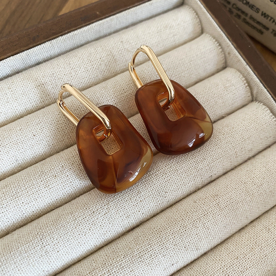 A廠【HE29278】壓克力方形吊墜耳環復古休閒時尚日常通勤耳環輕奢高級感小眾耳飾
25.11-2