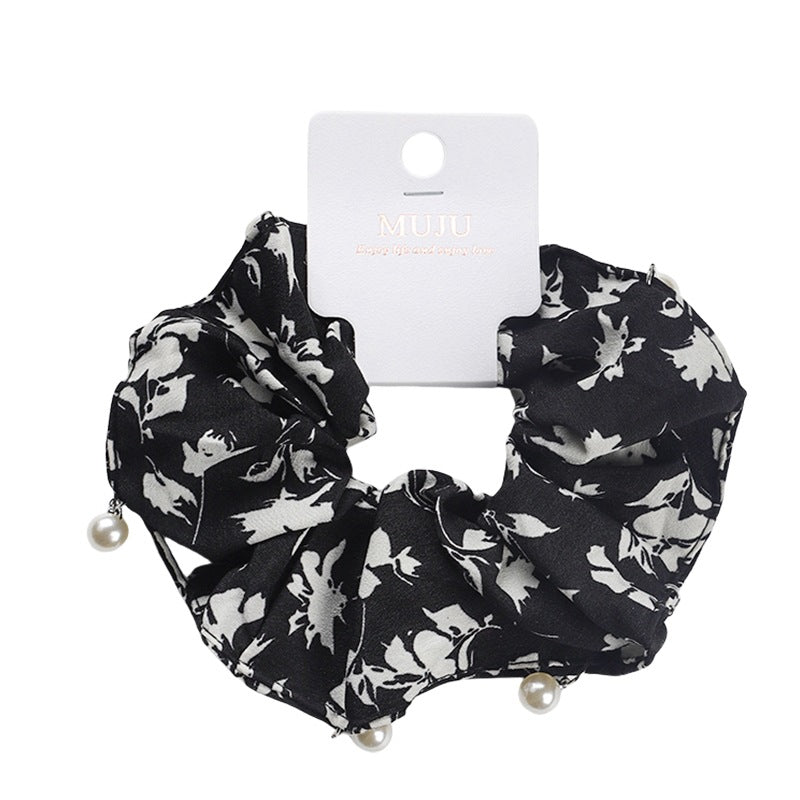 D廠【B488】卡裝髮圈高級感珍珠大腸圈髮繩氣質蘭花頭繩女網紅馬尾皮筋髮飾
 25.10-5「D廠-單筆結帳需滿,NT$600出貨(不含運費)」