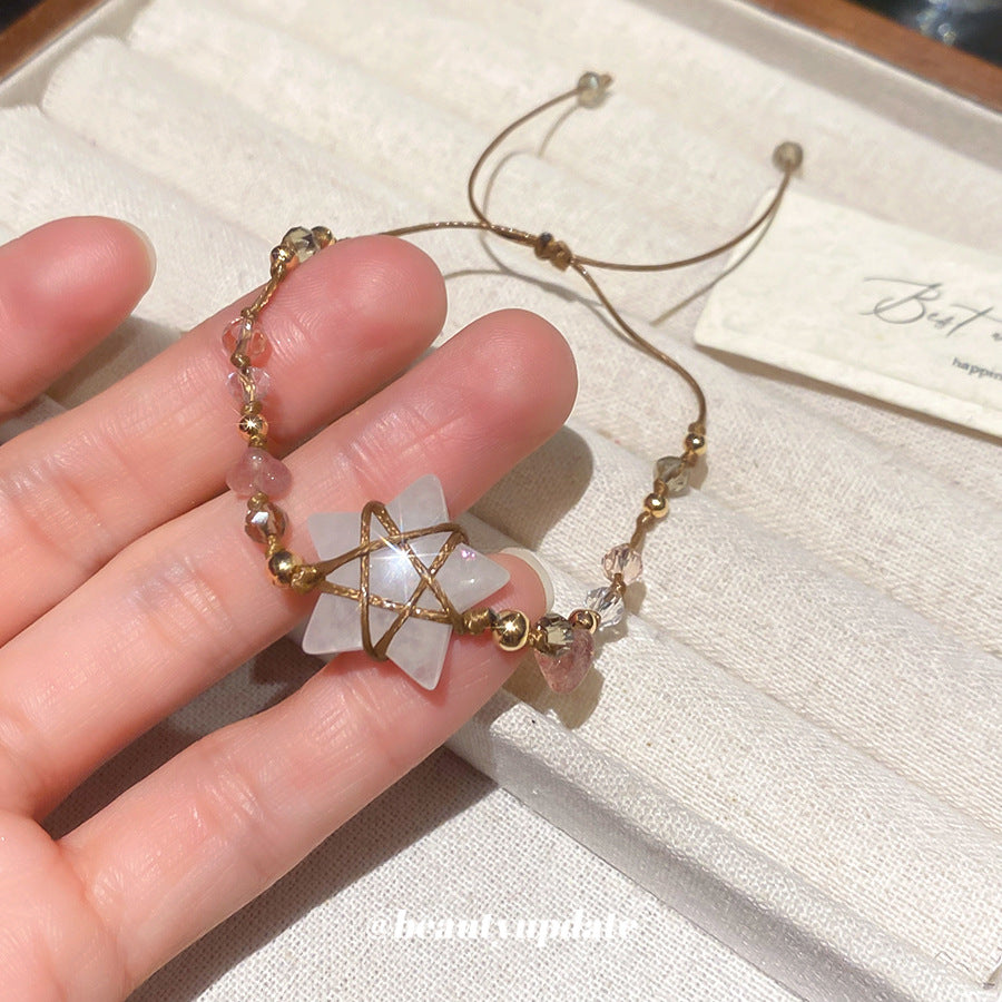 A廠【HB4864】波西米亞水晶石頭串珠幾何星星手鍊復古百搭手繩小眾設計感手飾女
 25.10-5