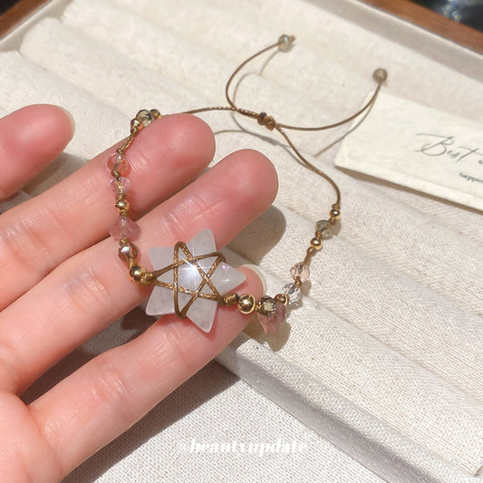 A廠【HB4864】波西米亞水晶石頭串珠幾何星星手鍊復古百搭手繩小眾設計感手飾女
 25.10-5