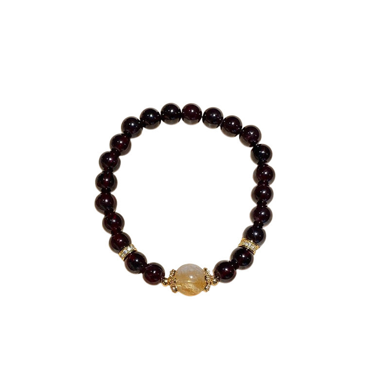 A廠【HB3452】全新中式鋯石石榴石金髮晶手鍊輕奢高級感水晶手串氣質百搭手飾 25.01-4