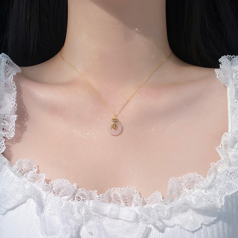 E廠【YC4051N】S999足銀祥雲福牌平安扣項鍊福氣滿滿清新小眾氣質鎖骨鏈 24.10-4