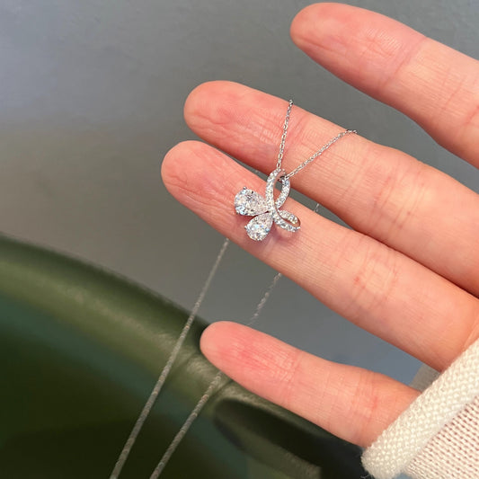 F廠【DQ0251N】S925純銀靈動閃鑽蝴蝶項鍊女小眾設計感精緻鑲鋯石高級鎖骨鏈 25.05-1