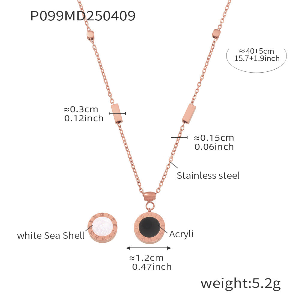 B廠【P099】歐美英文字母love羅馬數字黑白貝殼項鍊手鍊不鏽鋼18k鍍金 25.04-3