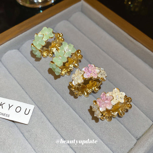 A廠【HE26024】春夏清新甜美花朵水晶耳環女2025新款簡約耳環輕奢高級感耳飾 25.04-4