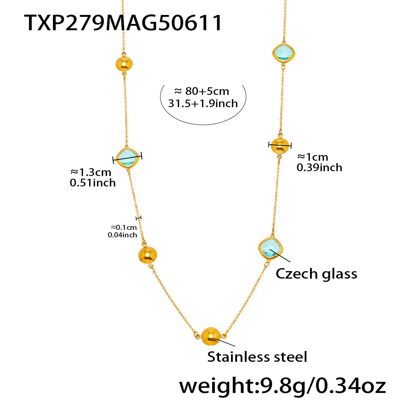 B廠【TXP279】進口切面玻璃石項鍊雙戴項鍊小眾輕奢風不銹鋼18k鍍金 25.06-3