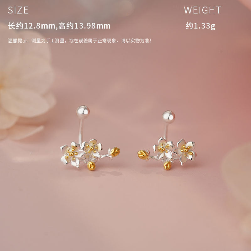 E廠【YC4648E】原創S999足銀繁花古韻系列中式清新氣質文藝養耳洞耳飾 25.05-1