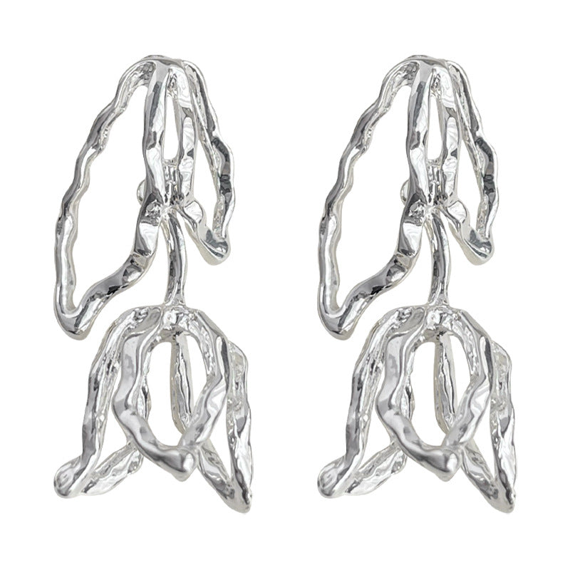 C廠【4836】小眾設計師款立體個性鬱金香液態甜酷風耳飾女2024年新款花朵耳環 24.09-2