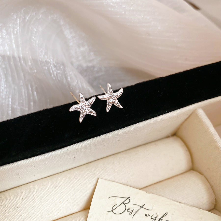 A廠【HE26894】925銀針褶皺路海星耳環女海邊度假風耳環輕奢高級感耳飾設計感小眾 25.06-1