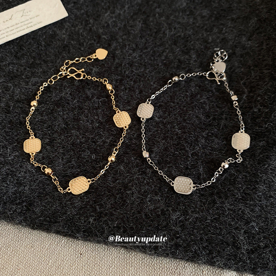 A廠【HB4809】歐美跨境亮面方形素銀手鍊時尚簡約百搭氣質手環小眾設計感手飾女
 25.10-5