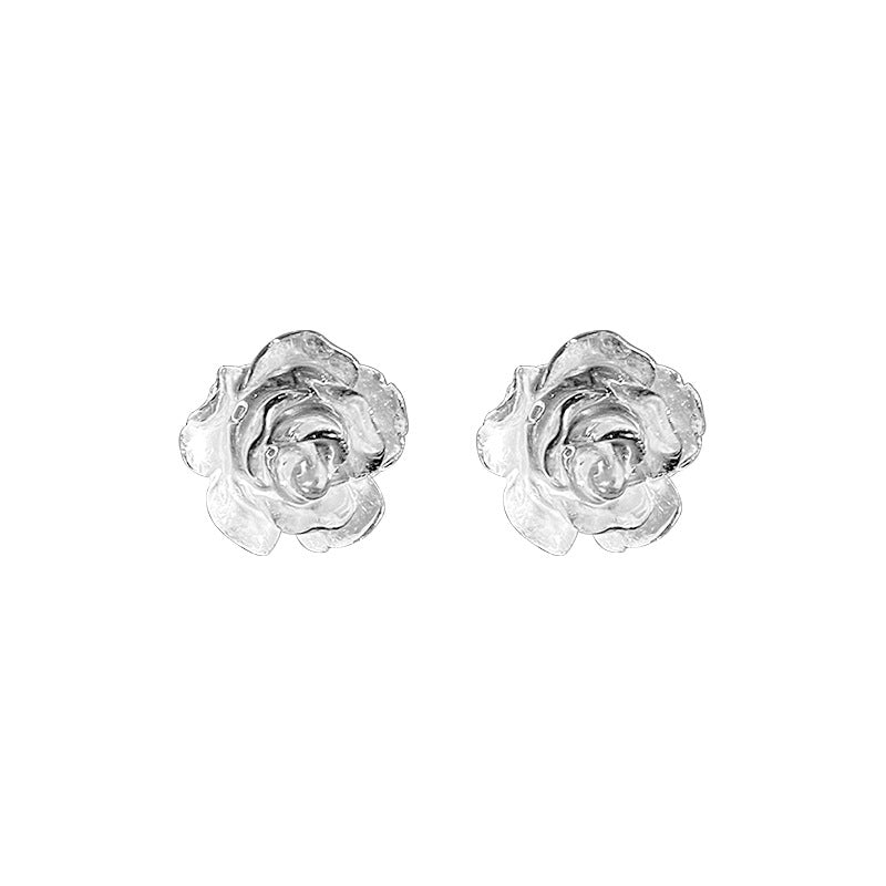 E廠【YC9918E】S999足銀精緻壓克力山茶花耳環女森系清新仙女風氣質耳飾 24.03-3