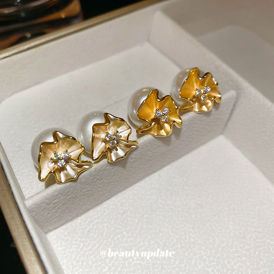 A廠【HE28949】鋯石花朵珍珠一款多戴耳環法式宮廷風耳環輕奢高級感耳墜耳飾
 25.10-4