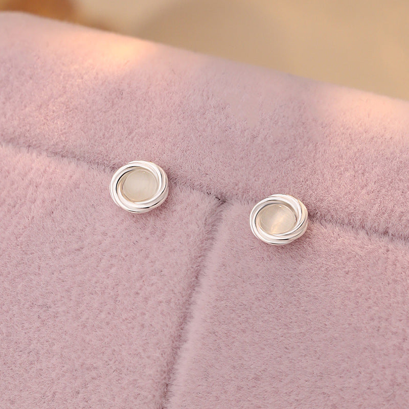 E廠【YC6097E】S925純銀環貓眼耳環幾何輕奢簡約精緻設計溫柔文藝耳飾 25.02-2