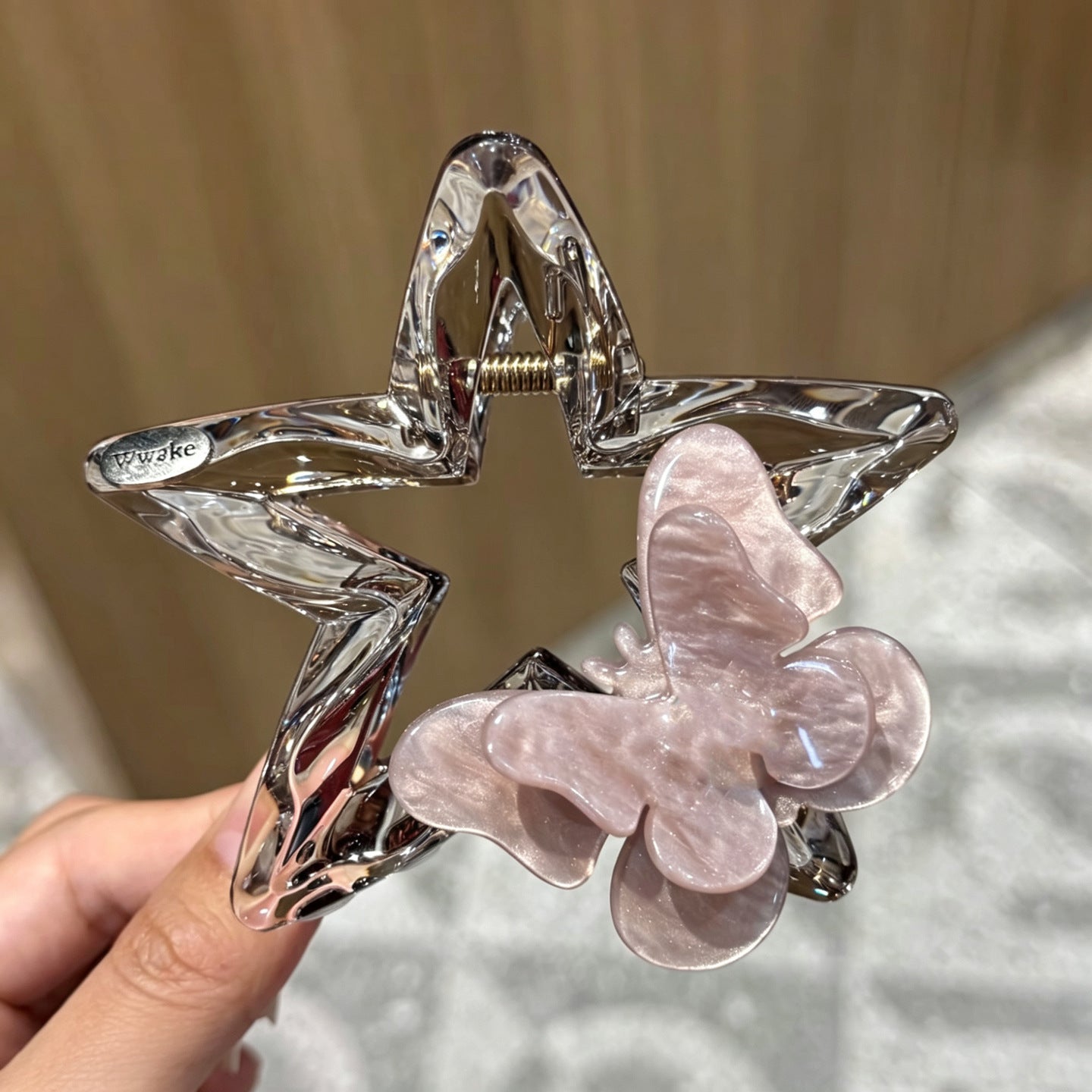 C廠【X526】韓國粉紅色蝴蝶星星抓夾大號女2026新款高級感後腦勺盤髮鯊魚夾髮飾 26.07-1「C廠-單筆結帳需滿,NT$500出貨(不含運費)」