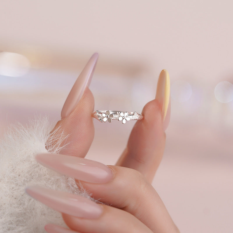 E廠【YC5191R】S999足銀碎花戒指清新韓風氣質簡約森系甜美文藝小眾手飾 25.06-4