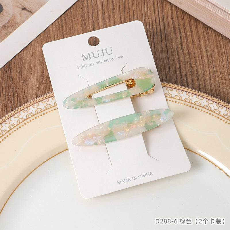 D廠【D288】2個卡裝瀏海夾少女頭飾精美大理石紋髮卡韓版甜美髮飾網紅髮夾 25.02-2「D廠-單筆結帳需滿,NT$600出貨(不含運費)」