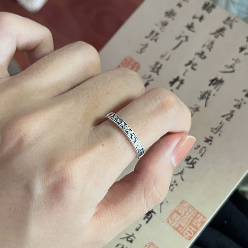 F廠【DQ8437R】999足銀新中式國風花朵戒指女輕奢小眾做舊疊戴純銀食指戒潮 25.03-4