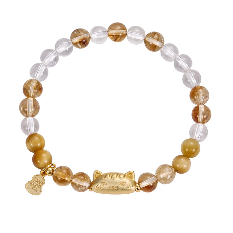 F廠【DQ0368S】天然白水晶法棍貓手串女S925銀高級感虎眼石葫蘆福牌顯白手飾
25.10-1