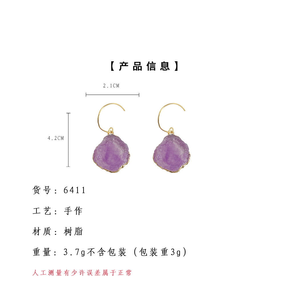 C廠【6411】優雅在薰衣草紫幾何立體甜美耳環氣質不規則新款耳環飾品 25.07-2