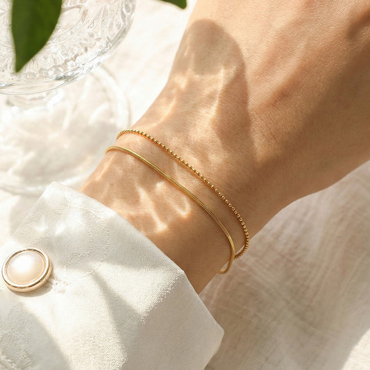 B廠【E121】歐美風不銹鋼S鏈方蛇鏈手鍊雙層疊戴chic時尚輕奢百搭個性手飾女
26.02-1