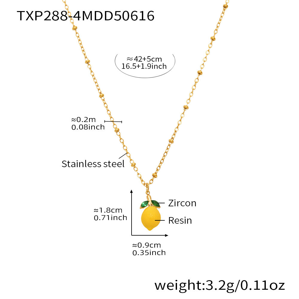 B廠【TXP288】歐美飾品不鏽鋼貝珠串珠項鍊小檸檬檸檬吊墜DIY多配件 25.06-3