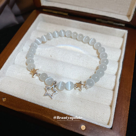A廠【HB4147】貓眼石串珠星星吊墜手鍊夏日小清新時尚簡約手串手環小眾設計感女 25.06-4