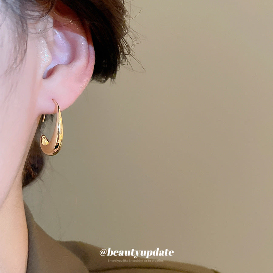 A廠【HE29001】14k真金電鍍歐美金屬感幾何橢圓形耳鉤時百搭耳環小眾設計感耳飾
 25.10-4