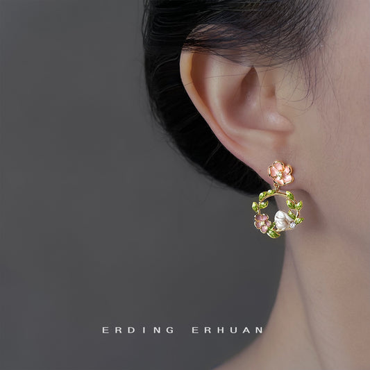 C廠【6922】原創森系童話故事! 925銀針彩繪花環兔子可愛甜美小香風耳飾 耳環
 25.10-4