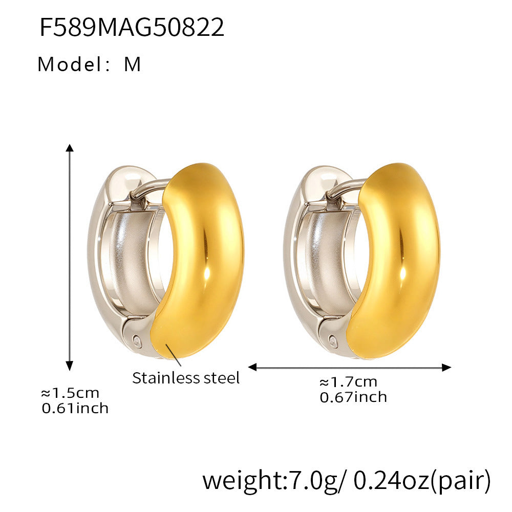 B廠【F589】歐美不鏽鋼精緻小巧時尚耳環簡約通勤百搭ins風耳飾鍍18k金 25.08-5