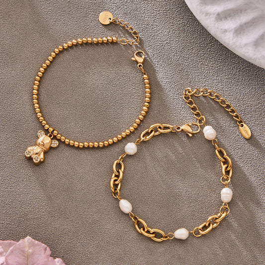 B廠【E252】歐美ins簡約時尚設計5A鋯石小熊吊墜原子手鍊不鏽鋼跨國氣質手飾
26.03-2