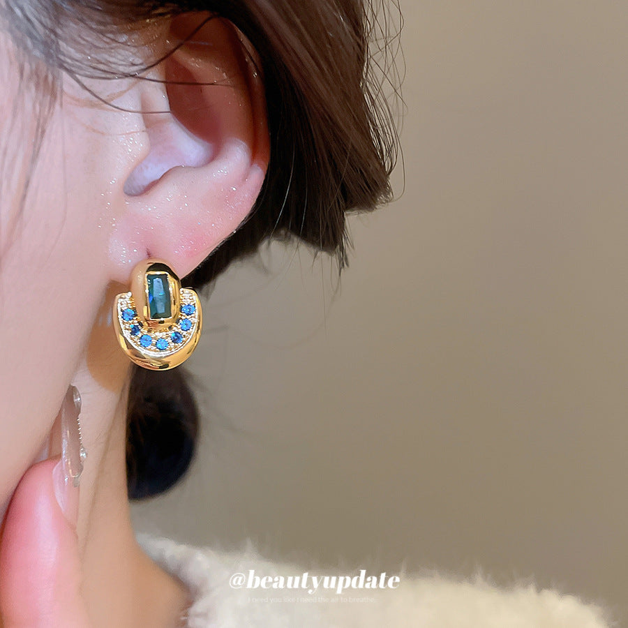 A廠【WE4914】18K真金電鍍925銀針鋯石橢圓形吊墜耳環宮廷風耳環輕奢高級感耳飾女
 25.10-4