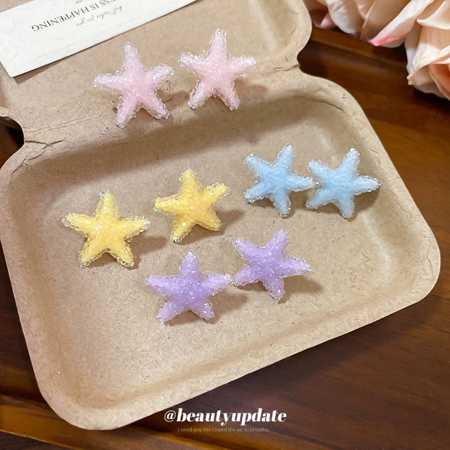 A廠 【HE26594】925銀針樹脂軟糖星星耳環韓系ins可愛耳環清新甜美時尚百搭耳飾 25.05-4