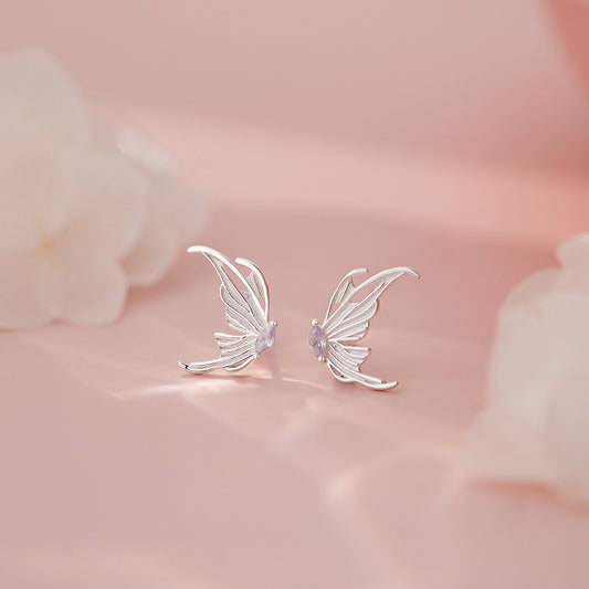 E廠【YC2703E】S999足銀韓版韓風蝴蝶耳環女文藝氣質甜美溫柔可愛耳飾 25.06-4