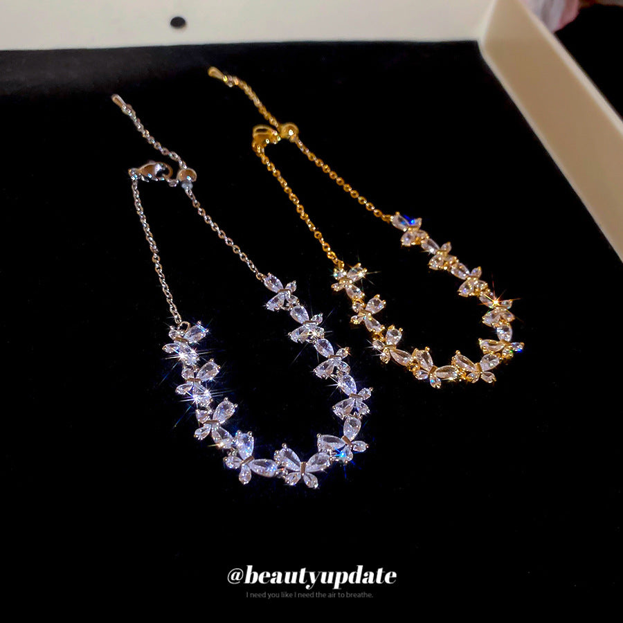 A廠【HB3632】18k真金電鍍鋯石蝴蝶手鍊輕奢高級感手環精緻時尚通勤百搭手飾女 25.04-1