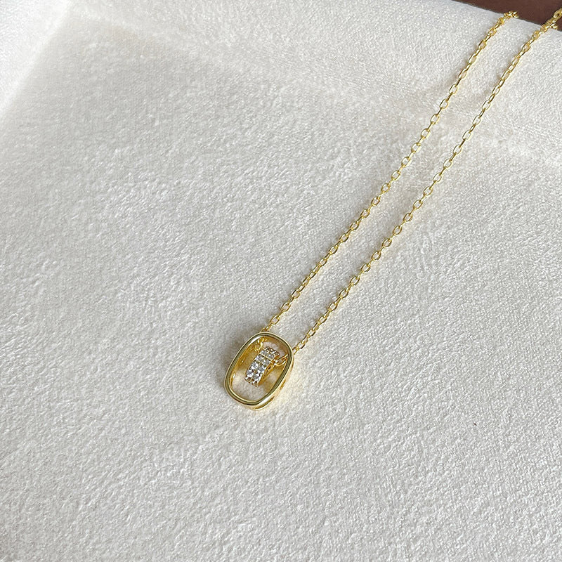 F廠【DQ0605N】S925純銀日韓幾何反轉項鍊女小眾設計感鏤空橢圓簡約鎖骨鏈潮 25.04-2