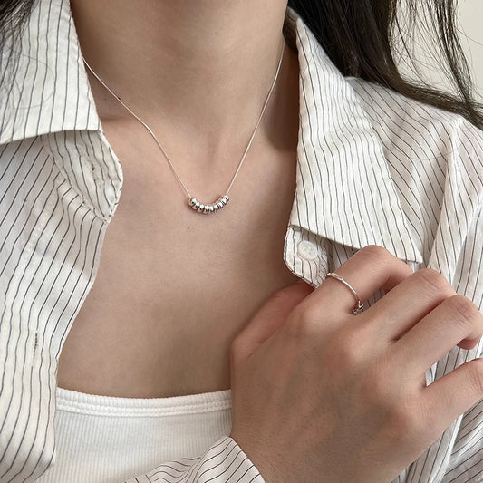 F廠【DQ0392N】ins冷淡風幾何圓環項鍊女S925純銀簡約時尚小圈圈通勤鎖骨鏈 25.06-3