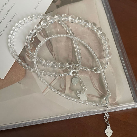 F廠【SB4180】S925純銀韓版小眾設計感白水晶時尚手鍊韓國風通勤款首飾 25.06-3