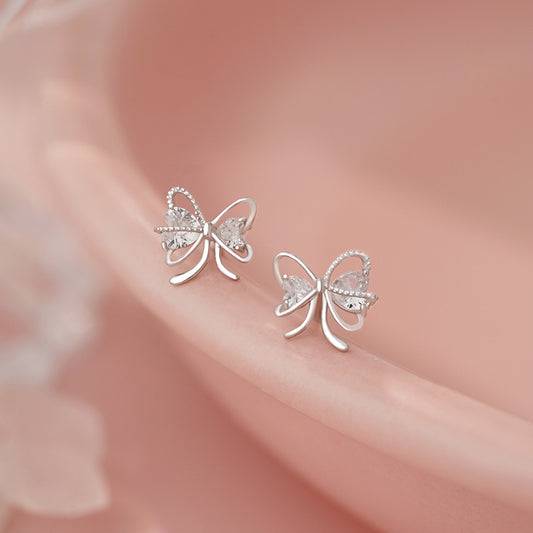 E廠【YC9159E】S925純銀蝴蝶結耳環新款可愛清新甜美文藝精緻百搭耳飾 25.06-4