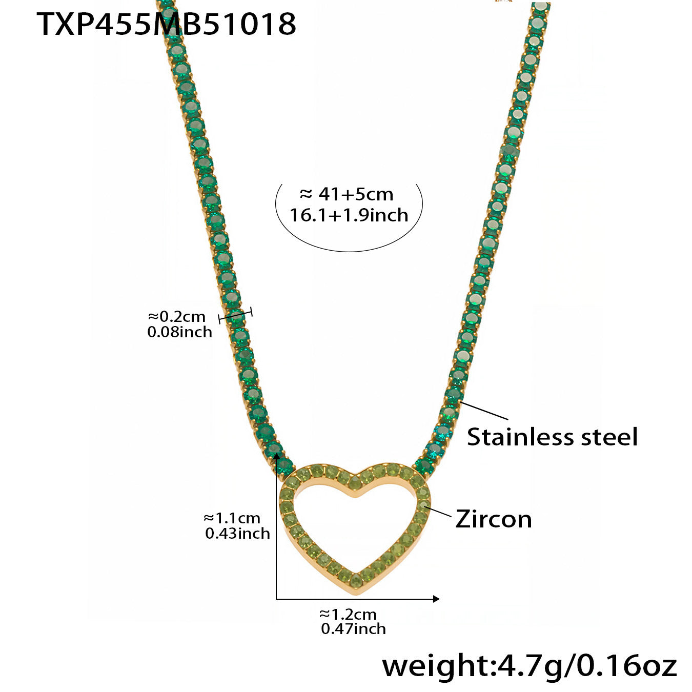 B廠【TXP455】不銹鋼滿鑽愛心鋯石項鍊手鍊耳環 鍍18k金歐美時尚輕奢首飾
 25.10-4