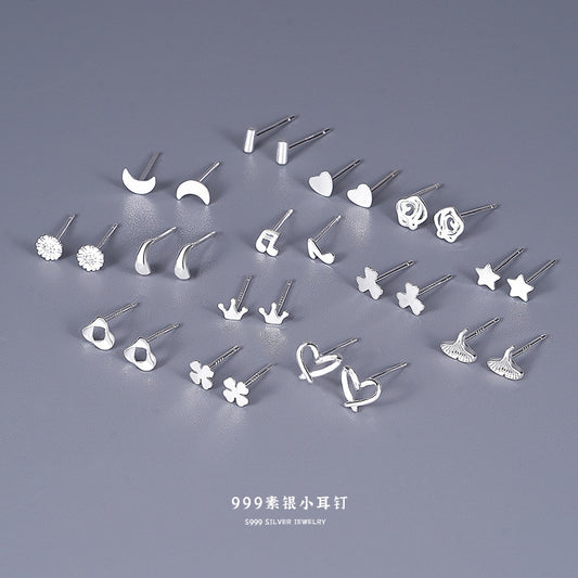 F廠【DQ11741E】S999純銀耳環女簡約四葉草足銀耳環養耳洞耳骨釘耳飾
 25.08-5