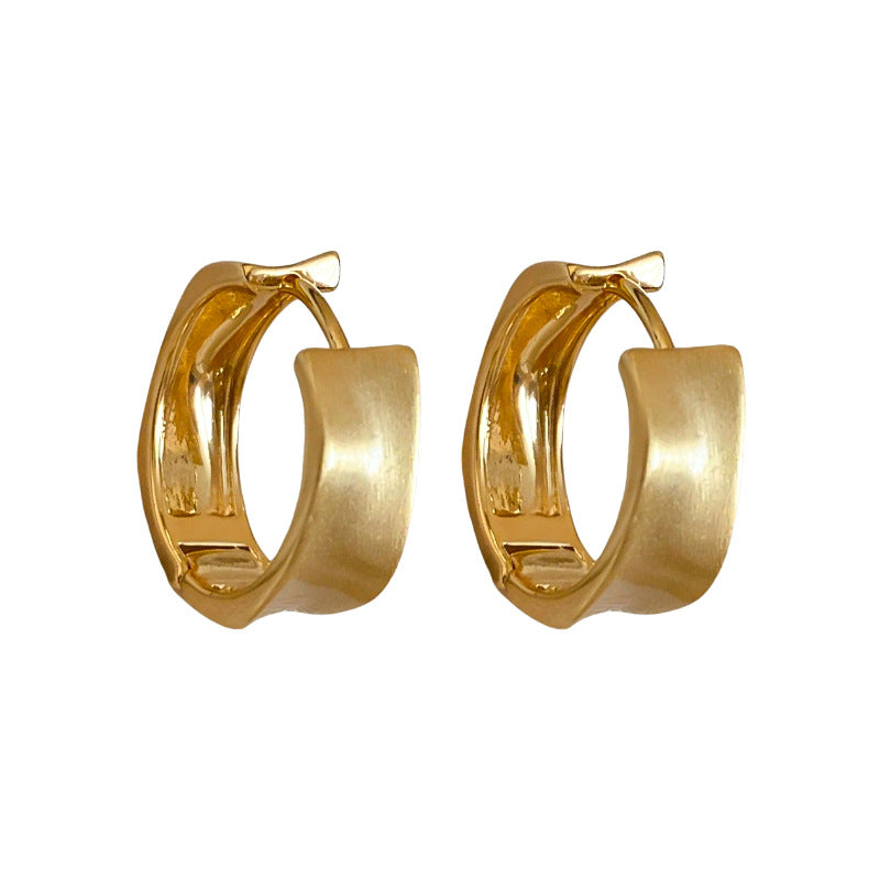 A廠【HE22459】跨境金屬拉絲圓環耳環歐美簡約設計感耳環耳圈輕奢高級感耳飾 24.09-3