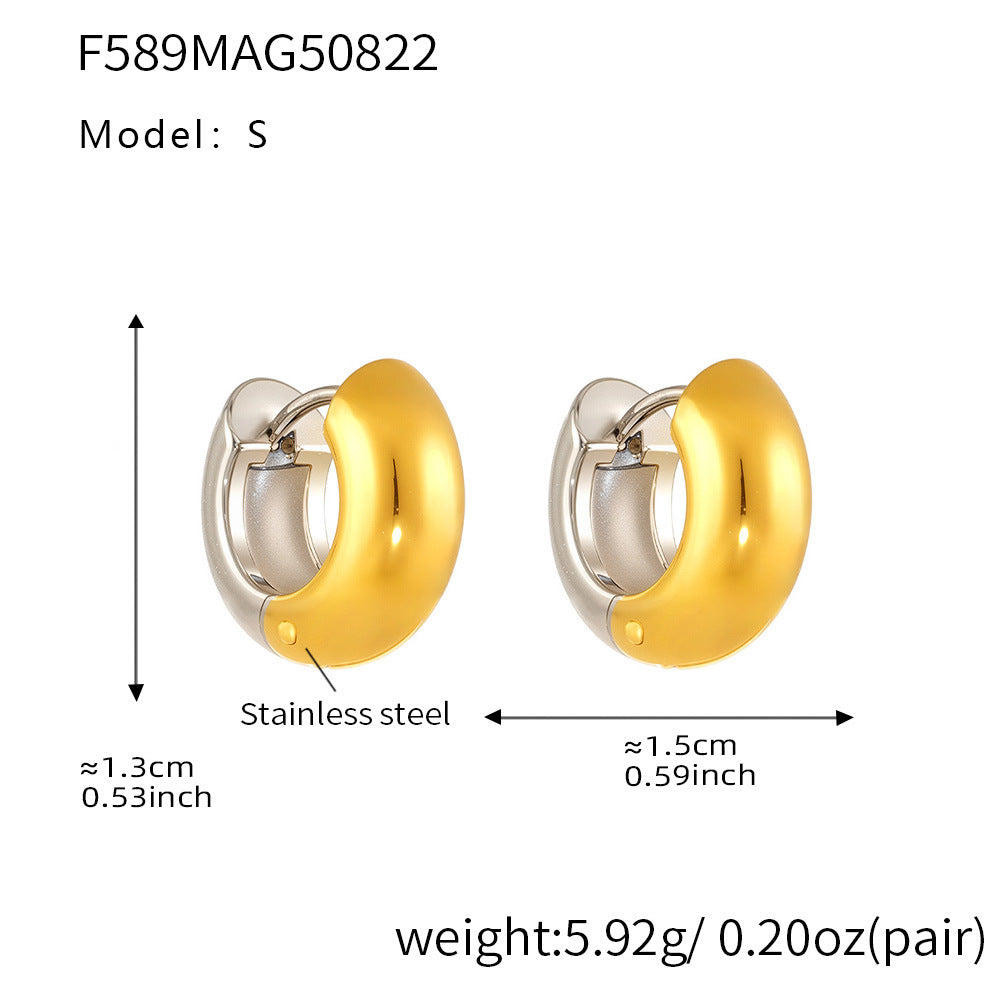 B廠【F589】歐美不鏽鋼精緻小巧時尚耳環簡約通勤百搭ins風耳飾鍍18k金 25.08-5