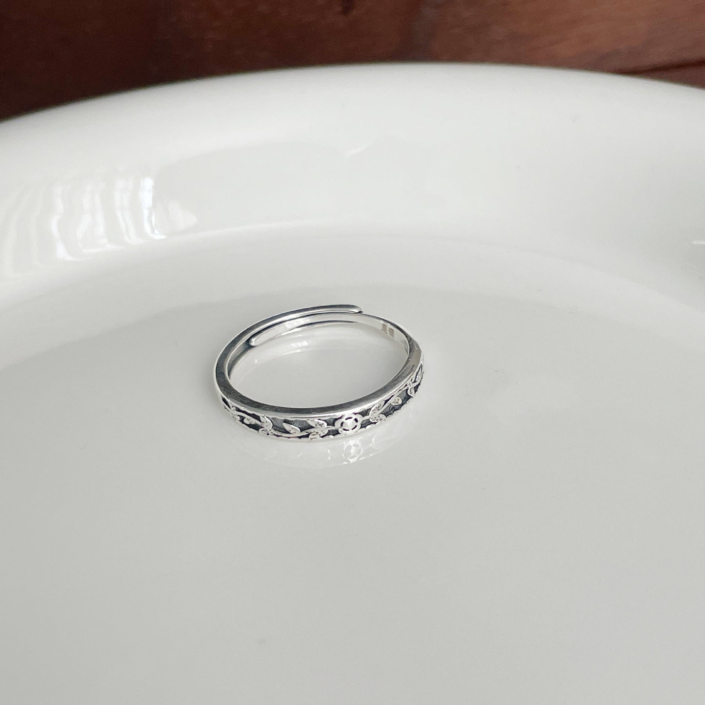 F廠【DQ8437R】999足銀新中式國風花朵戒指女輕奢小眾做舊疊戴純銀食指戒潮 25.03-4