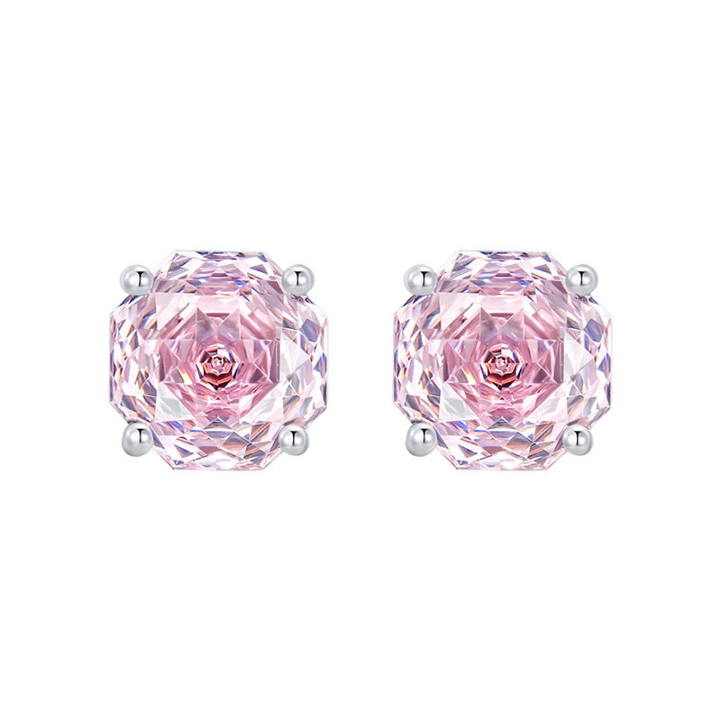 F廠【DQ10522E】S925純銀8mm爆閃千禧玫瑰切耳環女精緻百搭耳骨釘高級感耳飾
 25.09-1