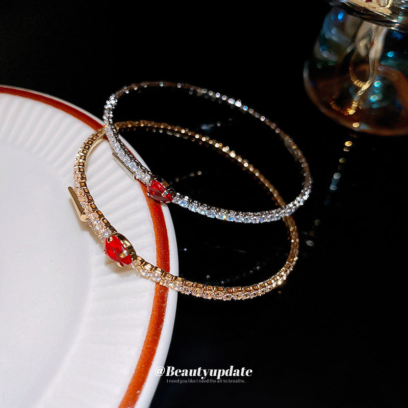 A廠【HB3278】鋯石蛇形錐子開口手鐲女小眾時尚輕奢氣質手環簡約百搭高級感手飾 24.11-4