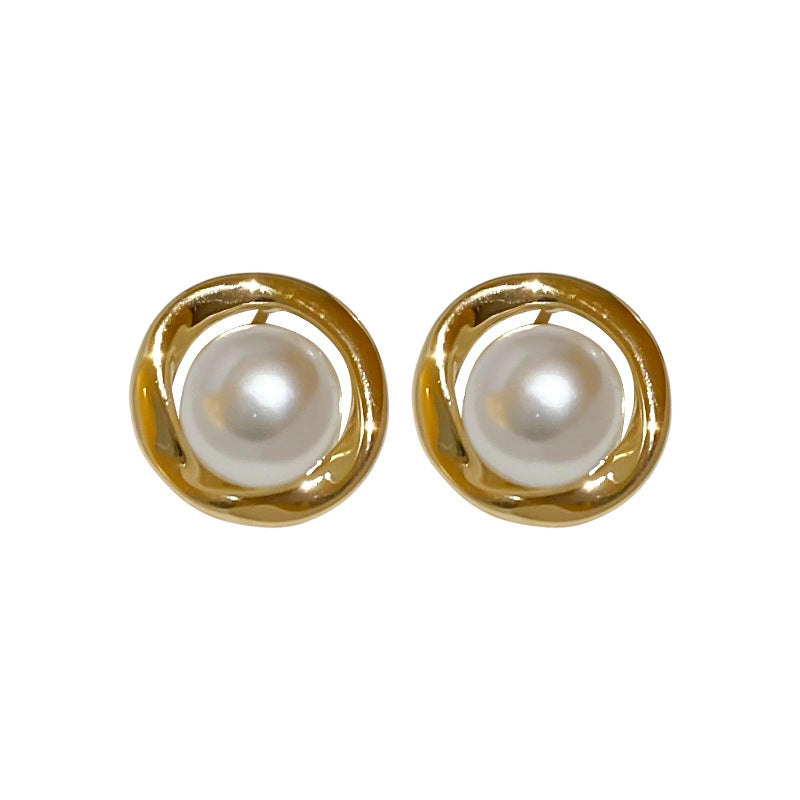 A廠【HE22711】真金電鍍925銀針人造珍珠款鏤空耳環精緻時尚耳環法式小眾高級感耳飾 24.10-1