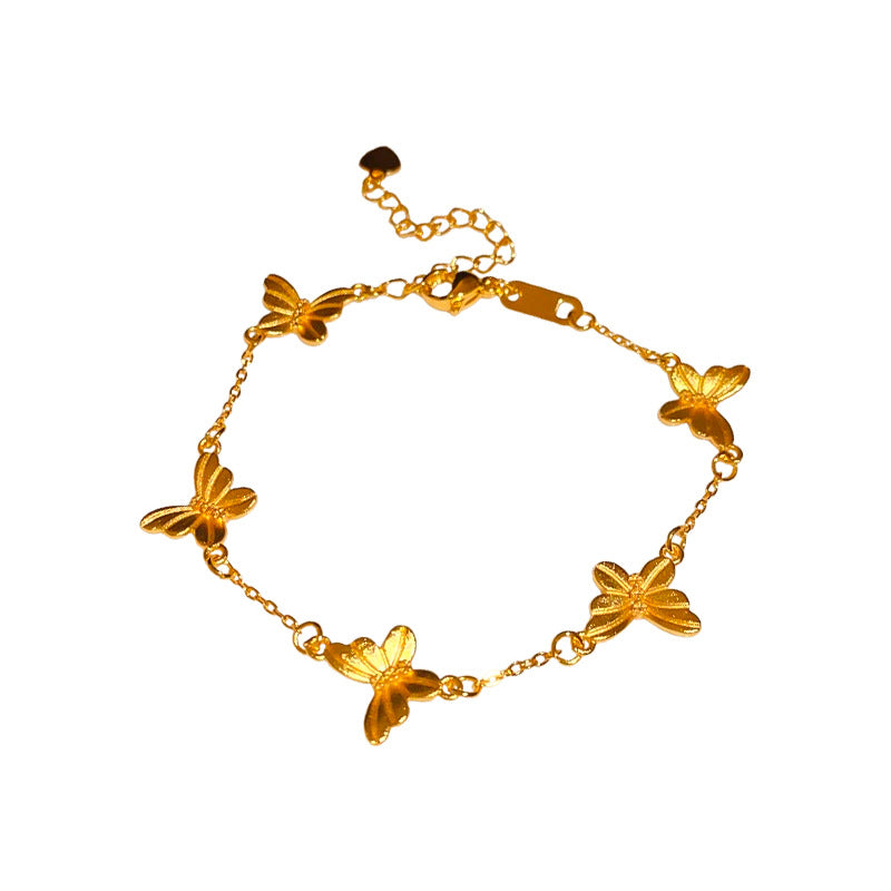 A廠【HB3467】真金電鍍條紋蝴蝶手鍊輕奢高級感新中式手環百搭氣質設計感手飾女 25.01-4