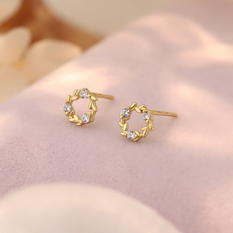 D廠【YC5576E】S999足銀花環耳環幾何設計甜美輕奢冬季爆款簡約小眾耳飾 25.01-4