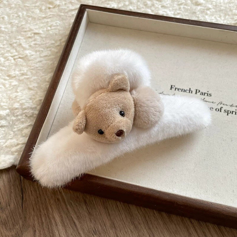 C廠【Y996】可愛毛絨小熊大號抓夾女2025新款高級感秋冬後腦勺髮夾鯊魚夾髮飾
26.01-1